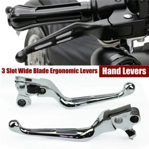 Chrome Wide Blac Hand Levers Clutch Brake For Harley-Davidson Dyna Softail 96-15 - Picture 1 of 11