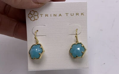 Brincos de resina azul claro gota 1” Trina Turk novo com etiquetas V122 - Imagem 1 de 4