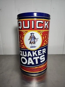 Vtg 1922 Replica Lable Quaker Oats Round Tin Canister w/Lid 1993 Limitd Edition₩ - Picture 1 of 8
