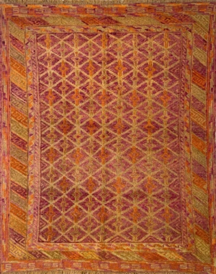 192 x 150cm Vintage Handmade Afghan Carpet Mushwani Kilim Soft Oriental Wool Rug - Image 1 of 4