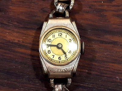 Damen-Armbanduhr, Art-Deco, 1920er, Walzgold Double 20 Mikron, Metallarmband - Bild 1 von 4