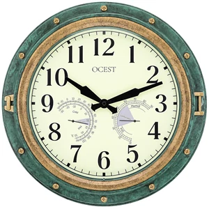 Large Garden Clocks Outdoor Waterproof,16 Inch Wall Clock with Temperature - Picture 1 of 12