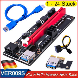 1--24 Stück PCI-E PCIe Express Riser Karte Adapter x1 x16 USB 3.0 Mining Ver009S