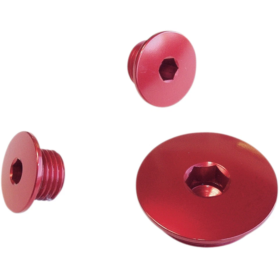 Works Connection Aluminum Engine Plug Set Honda (Red) 24-565 - Image 1 of 1