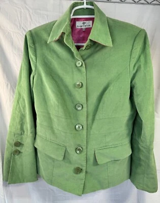 Andrea Becker вельветовый зеленый блейзер куртка розовая подкладка размер 8 - Изображение 1 из 4