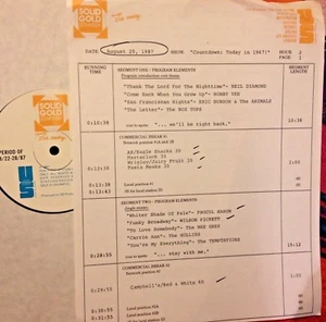 RADIO SHOW: TODAY 67 8/25/87 NEIL DIAMOND, ERIC BURDON, PROCOL HARUM, DOORS - Picture 1 of 2