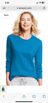 Hanes Women's Originals Long Sleeve Cotton T-Shirt, Lightweight Crewneck Tee, Mo - Image 1 of 4
