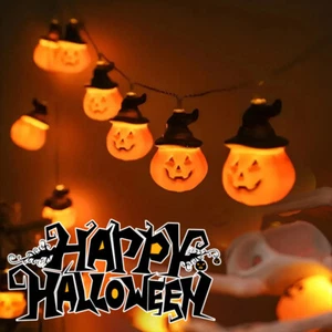 PVC Soft Material Halloween Lighting Chain Pumpkin Ghost Bat Modeling Lamp Indoo - Picture 1 of 12