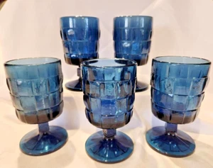HTF Vintage Viking Bluenique Basket Weave Juice Goblets Set of 5, 8 ounces ea. - Picture 1 of 7
