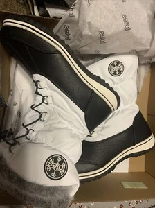 Botas de nieve para mujer April resistentes al agua, blancas-negras, talla 6 M - Imagen 1 de 3
