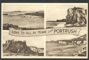 1950s Postcard LOVE to All at HOME from PORTRUSH Dunluce Castle Sands&WhiteRocks - Picture 1 of 2