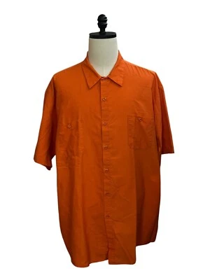 RED KAP Button Up Shirt Men's 4XL Orange Solid Short Sleeve Double Chest Pocket - Image 1 of 2