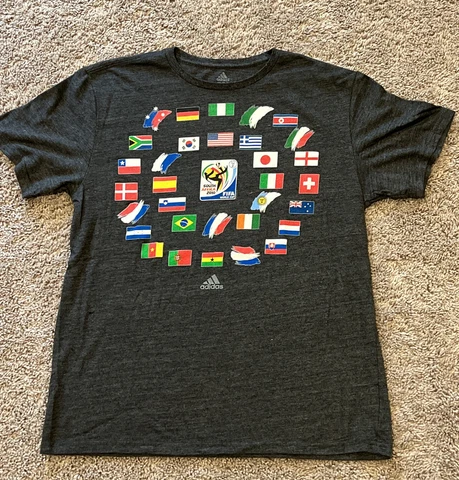Men's Adidas South Africa 2010 FIFA World Cup Soccer Flags T Shirt - Size Large Cover