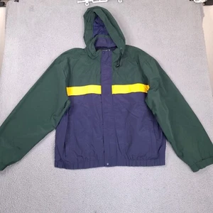 Vintage Eddie Bauer Jacket Mens XLT Blue Green Yellow Windbreaker Lined Hooded - Picture 1 of 16