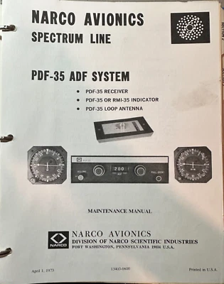 Narco Avionics PDF-35 ADF System Spectrum Line Maintenance Manual 13403-0600 (0) - Image 1 of 4