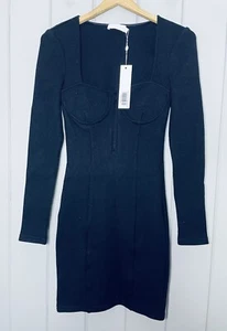 NWT Jonathan Simkhai Standard Pia Bustier Knit Dress S Small Black Long Sleeves - Picture 1 of 6