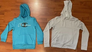 Lot X2 Champion Avia Girls Pullover Hoodie Logo Blue Gray Sweatshirt Sz: Y 10-12 - Picture 1 of 5