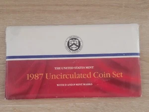 1987 P&D US unzirkuliertes postfrisches Set im Ausgabeumschlag 10 Münzset   - Bild 1 von 2