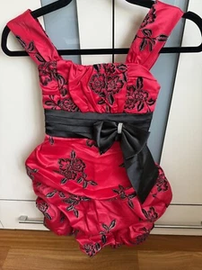 Red Black Girls Dress Gown S 10 lined birthday party evening Wedding Summer New - Picture 1 of 5