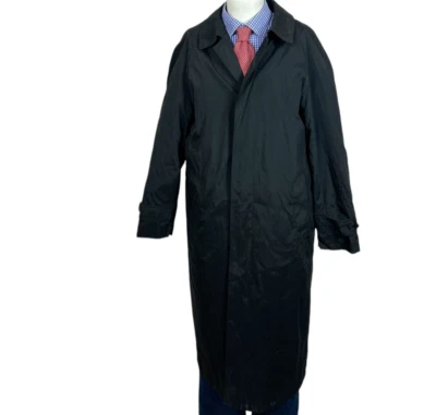 Stafford overcoat Black Cotton Blend Button up Removable Lining Men's 42L Nice. - Image 1 of 4