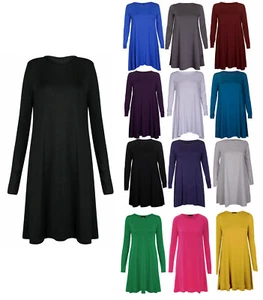 VESTIDO TOP DE FIESTA JERSEY MINI SWING SKATER MANGA LARGA PARA DAMA REINO UNIDO TALLA 8-26 - Imagen 1 de 12