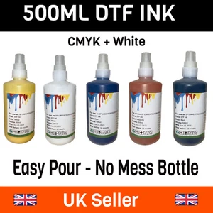 500ml Tusz DTF CMYK + biały do drukarek bezpośrednich - sprzedawca atramentu DTF w Wielkiej Brytanii - Zdjęcie 1 z 11