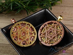 GOLD & KUPFER Blume des Lebens Merkaba Anhänger Heilige Geometrie Schmuck Geschenk, E1503 - Bild 1 von 8