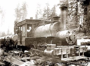 Logging Locomotive, Pacific Northwest - circa 1900 - Historic Photo Print - Picture 1 of 1