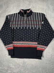 Vintage Demetre Womens Large Wool Blend Pullover Sweater 1/4 Zip Holiday Pattern - Picture 1 of 9