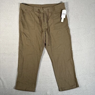 NWT Kut From The Kloth Wide Leg Ankle Pants Womens Sz 12 Linen Blend Dark Olive - Image 1 of 4