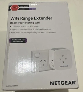 NETGEAR AC750 WiFi Range Extender Dual Band 750Mbps High-Speed Smart LED - Picture 1 of 4
