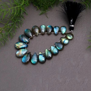 17 Pezzi 75 Cts Labradorite Naturale Pietra Preziosa a Goccia Briolette 7x11-9x15mm#12845 - Foto 1 di 8