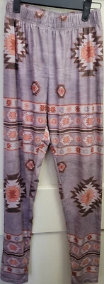 Women's Size Small Brown Aztec Stretch Leggings - Image 1 of 3