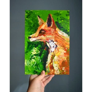 Original Fox Acrylic Painting 12x8 – OOAK Forest Wildlife Art, Signed - Picture 1 of 7