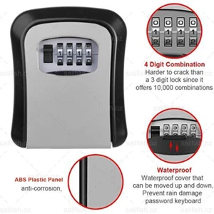 4 Digit Combination Lock Wall Mounted Key Safe Storage Box Security Home Outdoor - Picture 1 of 12