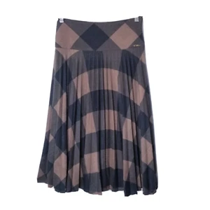 Cu & mu Skirt Women Size US 4 EU 36 Brown Black Pleated Midi - Picture 1 of 14