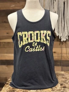 Camiseta sin mangas negra con gráficos grandes de Crooks & Castles para hombre - Imagen 1 de 4