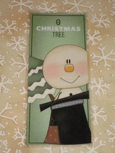 PRIMITIVE CHRISTMAS WINTER LAMINATED BOOKMARK SNOWMAN O CHRISTMAS TREE CL12-5 - Picture 1 of 1