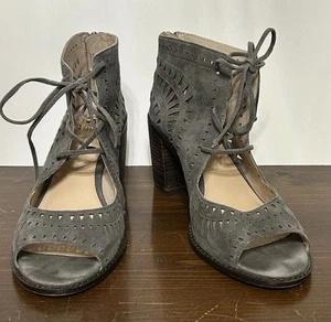 Vince Camuto sandali tacco taglia 9,5 grigio tarita pelle stringati stivaletti punzonati - Foto 1 di 21