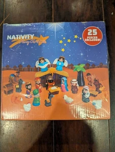 NUOVO 25 PZ Set Natività per Bambini con Luce Storia di Natale - Foto 1 di 2
