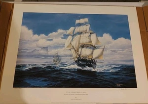 Tom Freeman Lithograph Print USS Constellation Sloop of War 1995 Signed - Picture 1 of 9