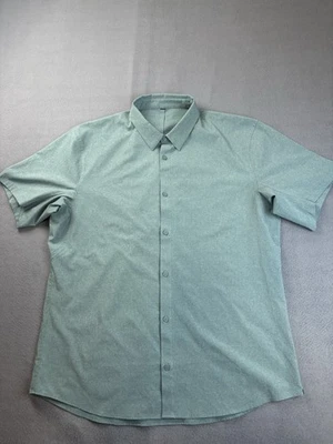 Рубашка Lululemon Airing Easy мужская на пуговицах повседневная эластичная зеленая с коротким рукавом 2XL - Изображение 1 из 4