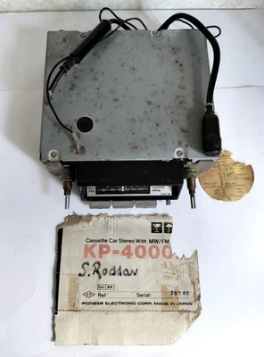 Vintage Pioneer Cassette Car Stereo MW FM Radio  Model KP-4000A Untested 4 Parts - image 1 of 4