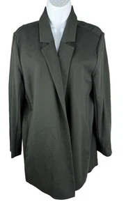 Women's Eileen Fisher Charcoal Jersey Knit Open Front Jacket Size L - Picture 1 of 5