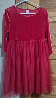 NWT Wonder Nation Girls SZ XL 14/16 PLUS Red Long Sleeve Velour Tutu Dress X-MAS - Image 1 of 4