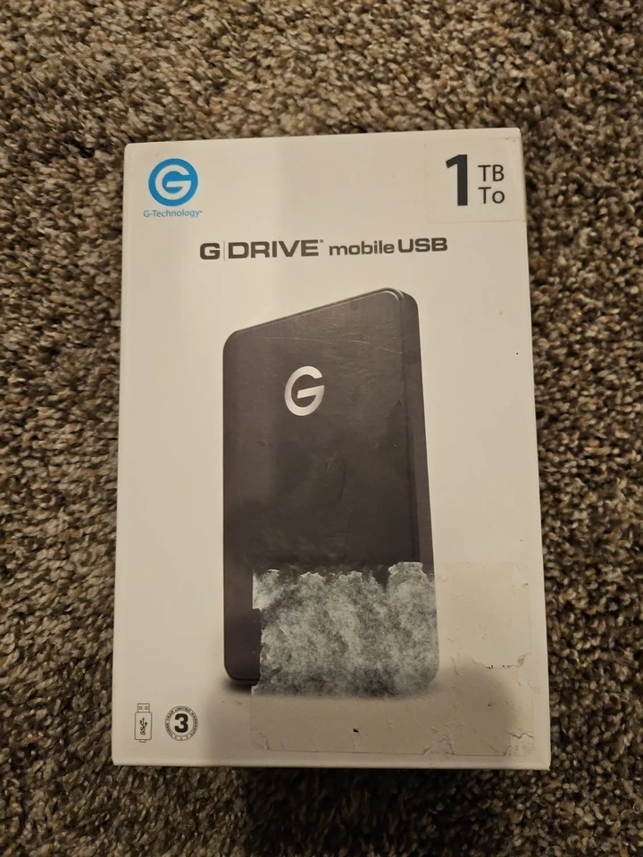 **NIB** G-Technology G-DRIVE Mobile USB 3 1TB Black External Hard Drive 0G04451 - Image 1 of 3