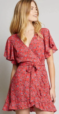 Vestido envelope estampado Jack by BB Dakota Friendly Fire Bella rosa tamanho 8 - Imagem 1 de 3