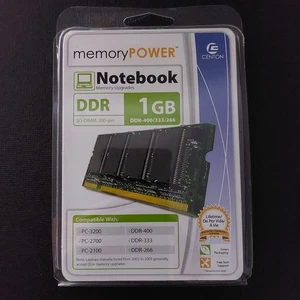 Centon Memory Power Notebook Memory Upgrade DDR-400/333/266 1GB 200 Pin NEW  - Picture 1 of 6
