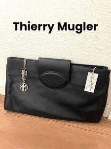 Rare Thierry Mugler Black Leather Clutch Bag - Imagen 1 de 7
