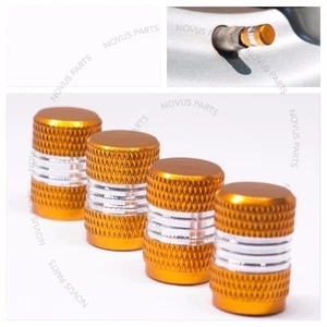 For Kia Sportage Rio Optima Anti-slip Tire Valve Cap Gold Set of 4 Vehicle Rim - Picture 1 of 4